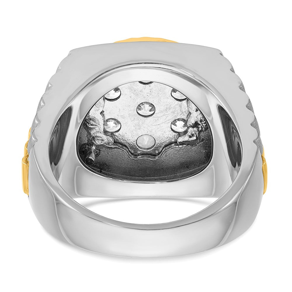 14ktt IBGoodman Men's Polish Satin & D/C Round Diamond Cluster Ring
