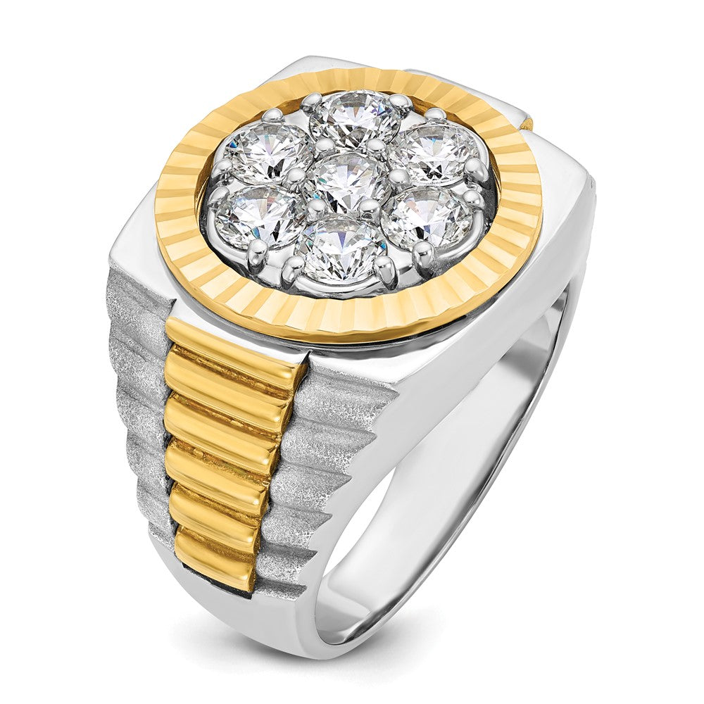 14ktt IBGoodman Men's Polished Satin & D/C Round Cluster Ring Mtg