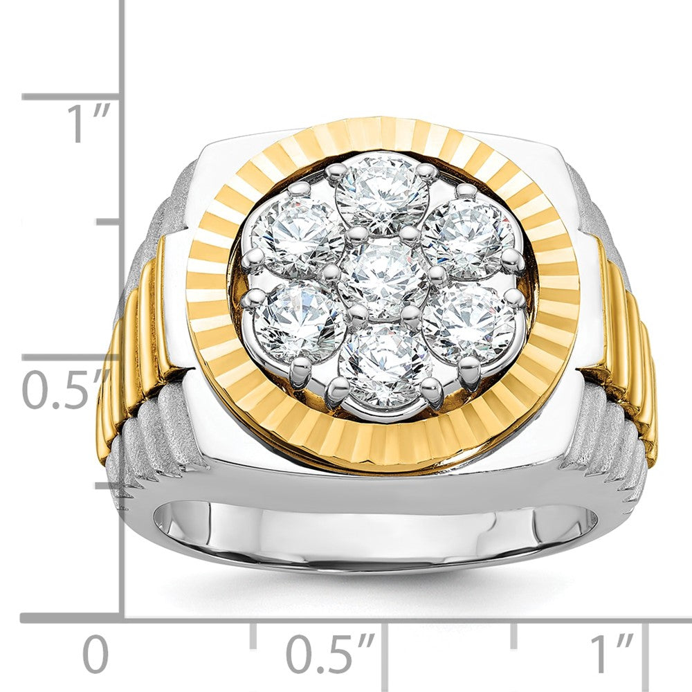 14ktt IBGoodman Men's Polished Satin & D/C Round Cluster Ring Mtg