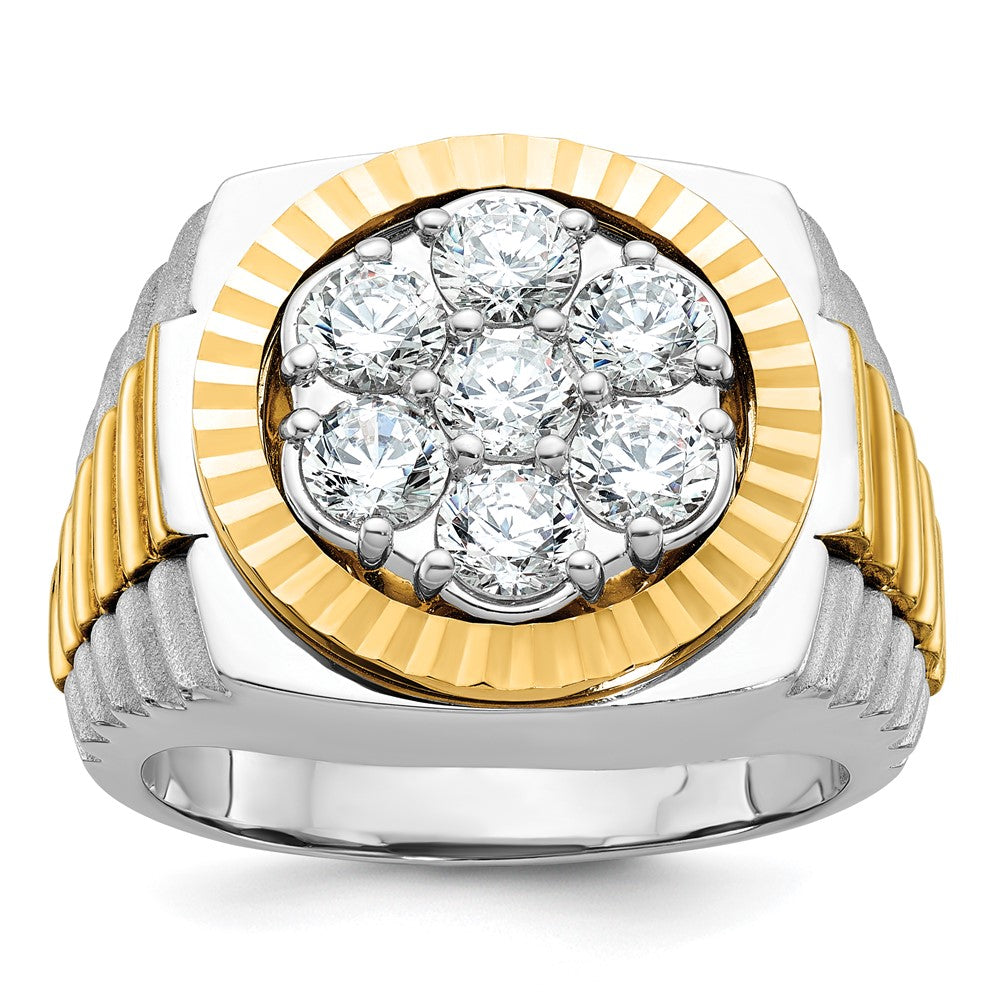 14ktt IBGoodman Men's Polished Satin & D/C Round Cluster Ring Mtg