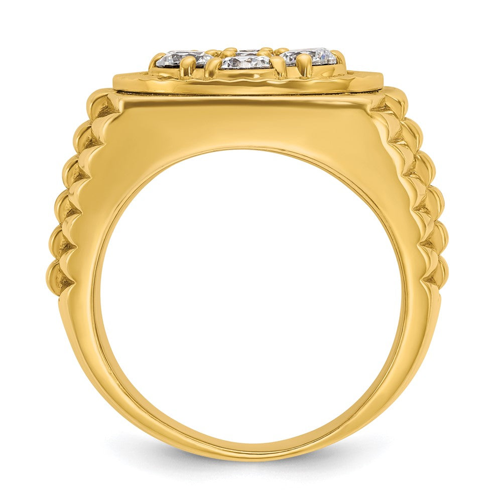 14k IBGoodman Men's Polish Satin & D/C Round Diamond Cluster Ring
