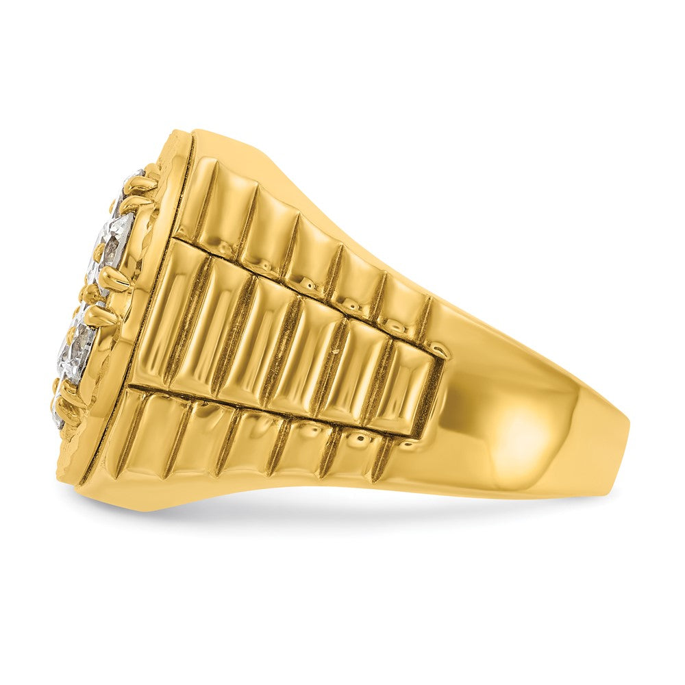 14k IBGoodman Men's Polish Satin & D/C Round Diamond Cluster Ring