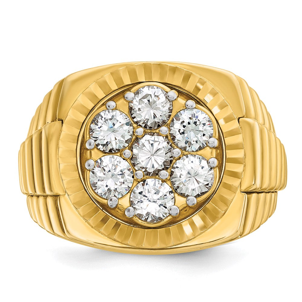 14k IBGoodman Men's Polish Satin & D/C Round Diamond Cluster Ring