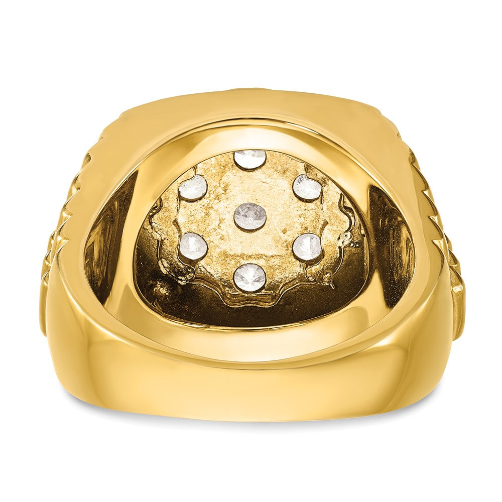 14k IBGoodman Men's Polish Satin & D/C Round Diamond Cluster Ring