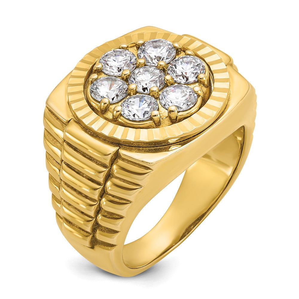 14k IBGoodman Men's Polished D/C Round Cluster Ring Mtg