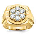 14k IBGoodman Men's Polish Satin & D/C Round Diamond Cluster Ring