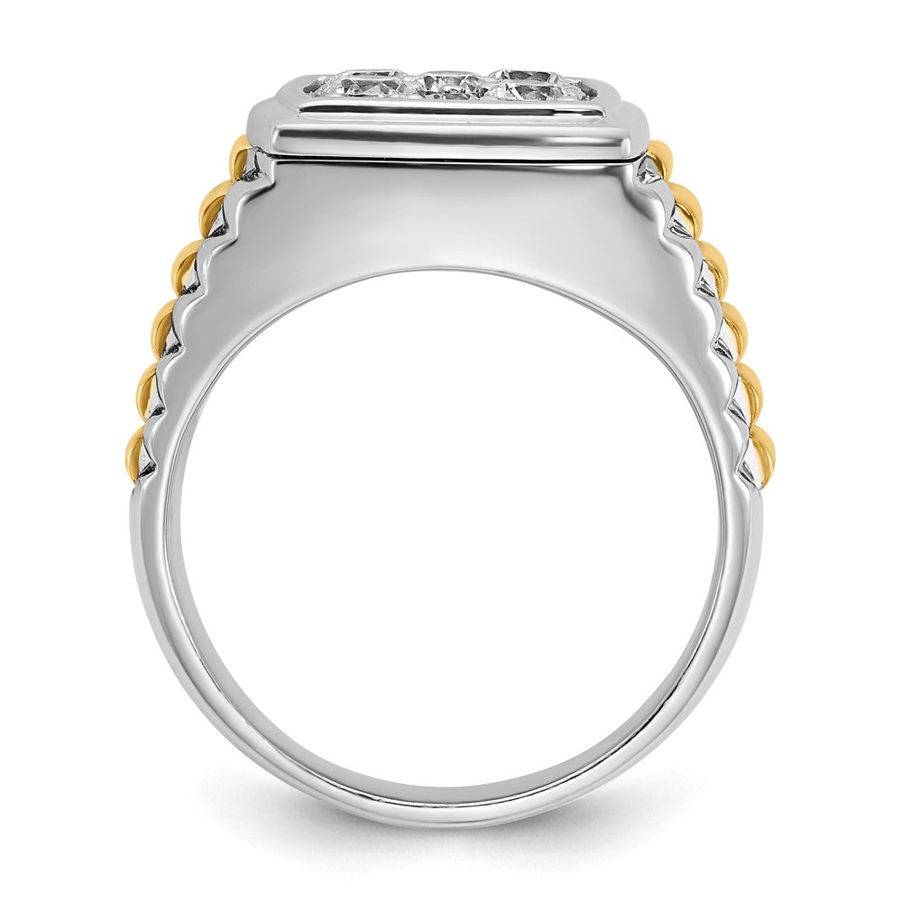 10k Two-tone IBGoodman Men's Polished & Textured Cluster Ring Mtg