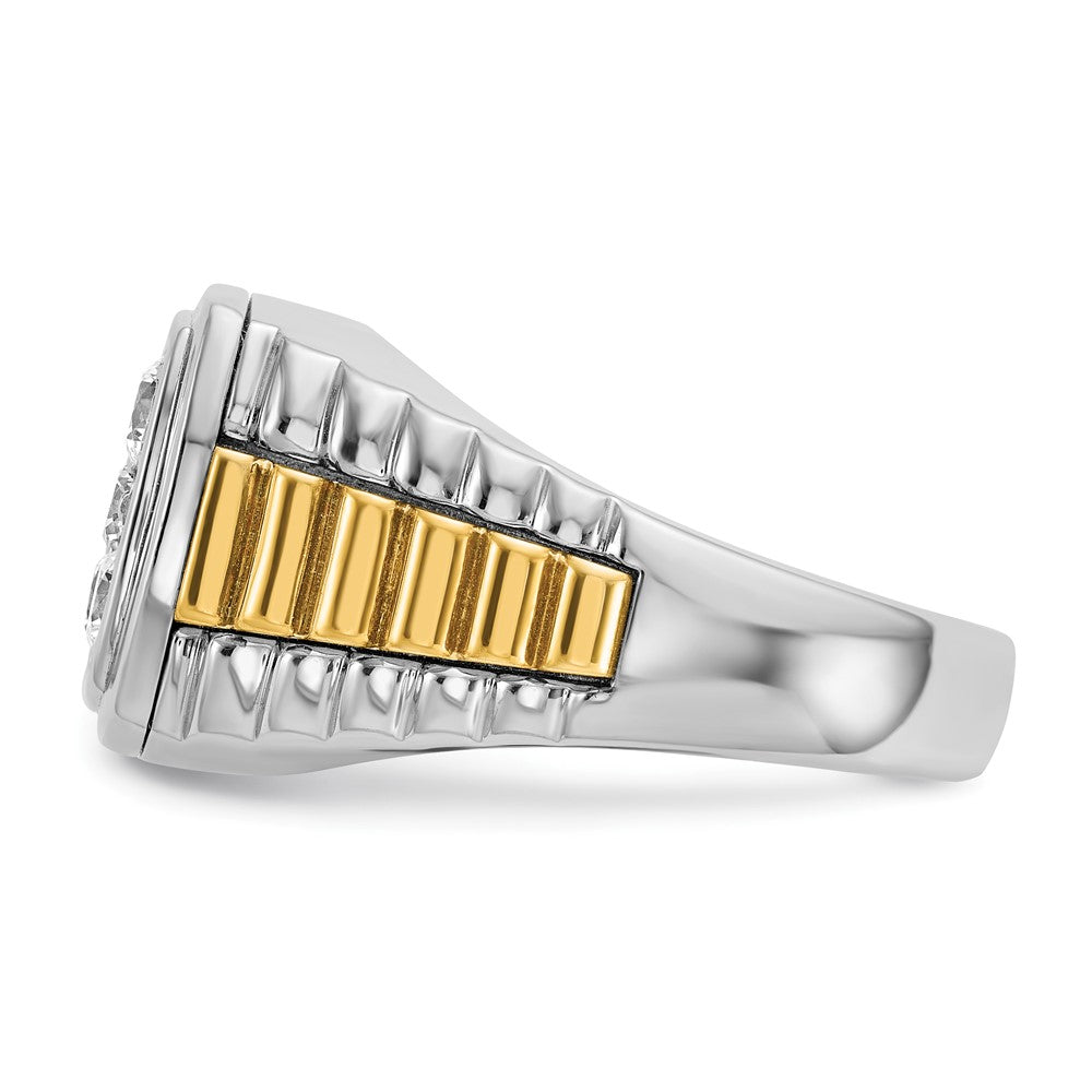 10k Two-tone IBGoodman Men's Polished & Textured Cluster Ring Mtg