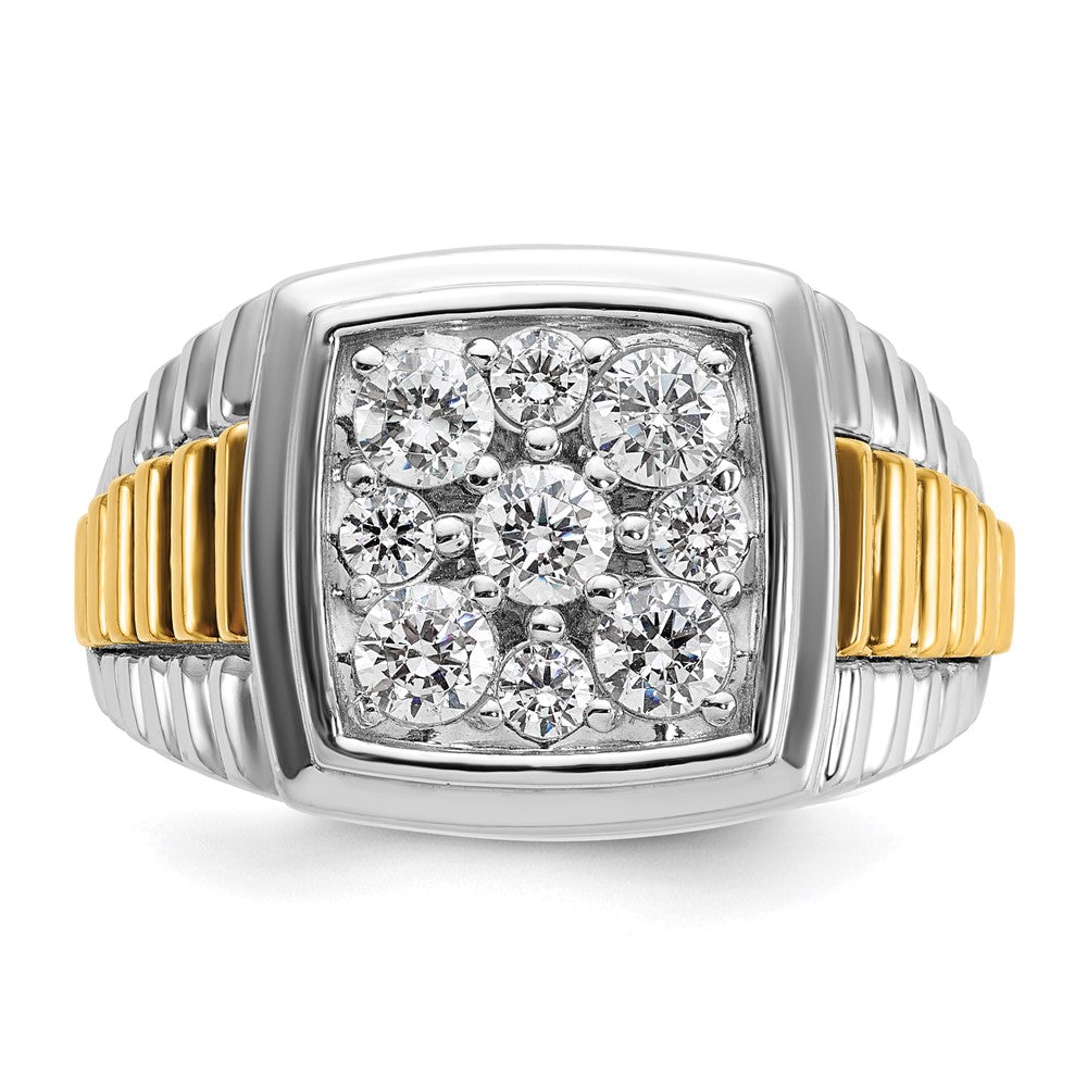 10k Two-tone IBGoodman Men's Polished & Textured Cluster Ring Mtg
