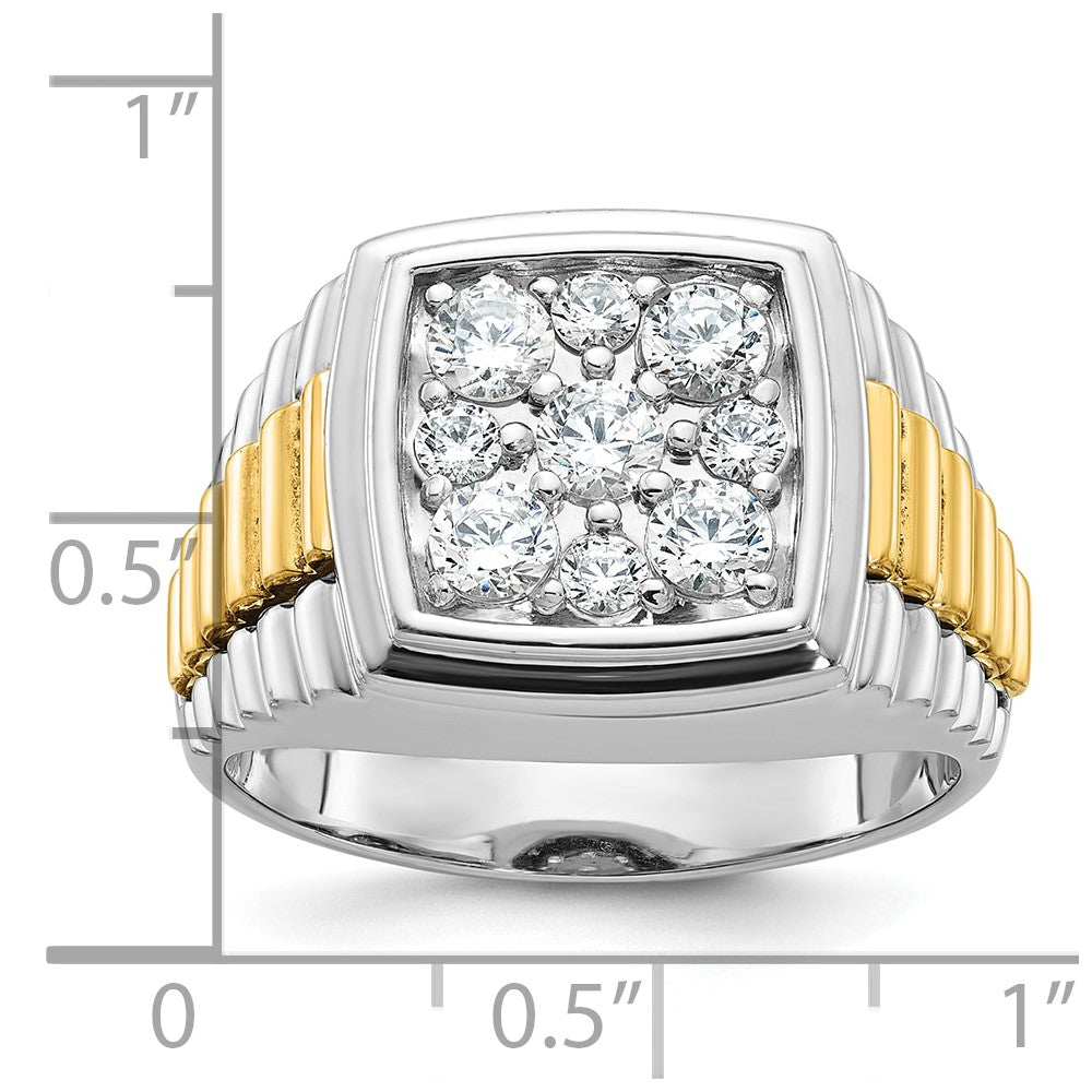 10ktt IBGoodman Men's Polished & Textured Diamond Cluster Ring