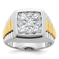 10ktt IBGoodman Men's Polished & Textured Diamond Cluster Ring