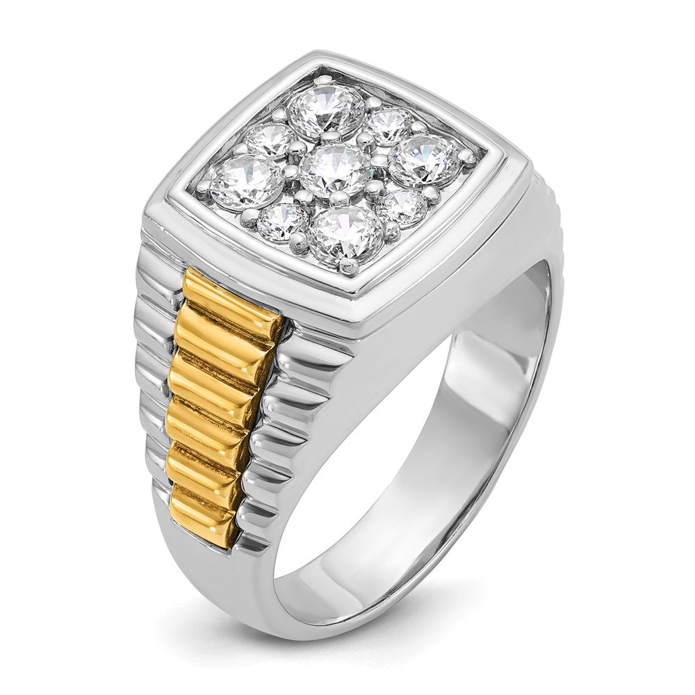14ktt IBGoodman Men's Polished & Textured Diamond Cluster Ring