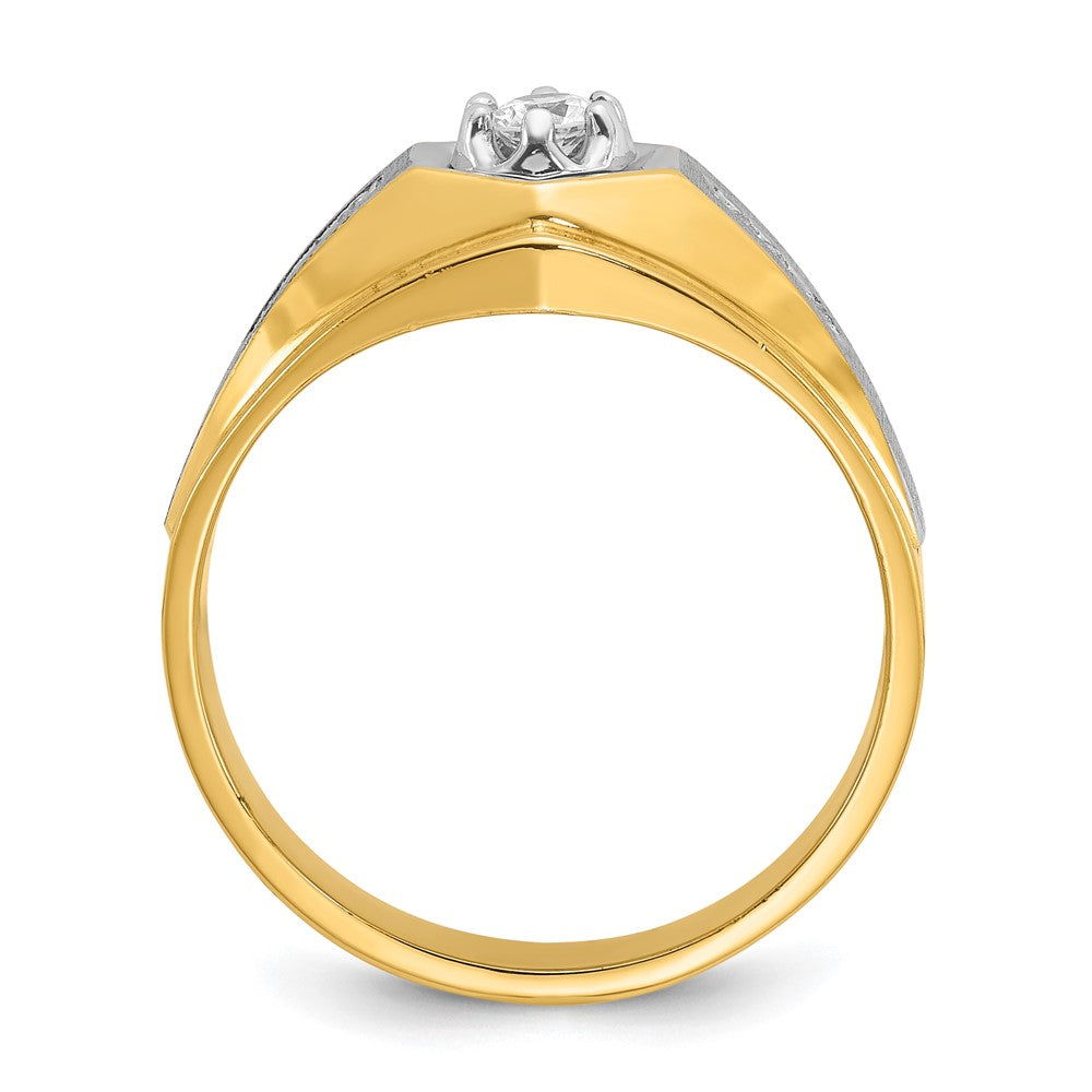 14k IBGoodman Men's Polished and Satin Diamond Complete Ring