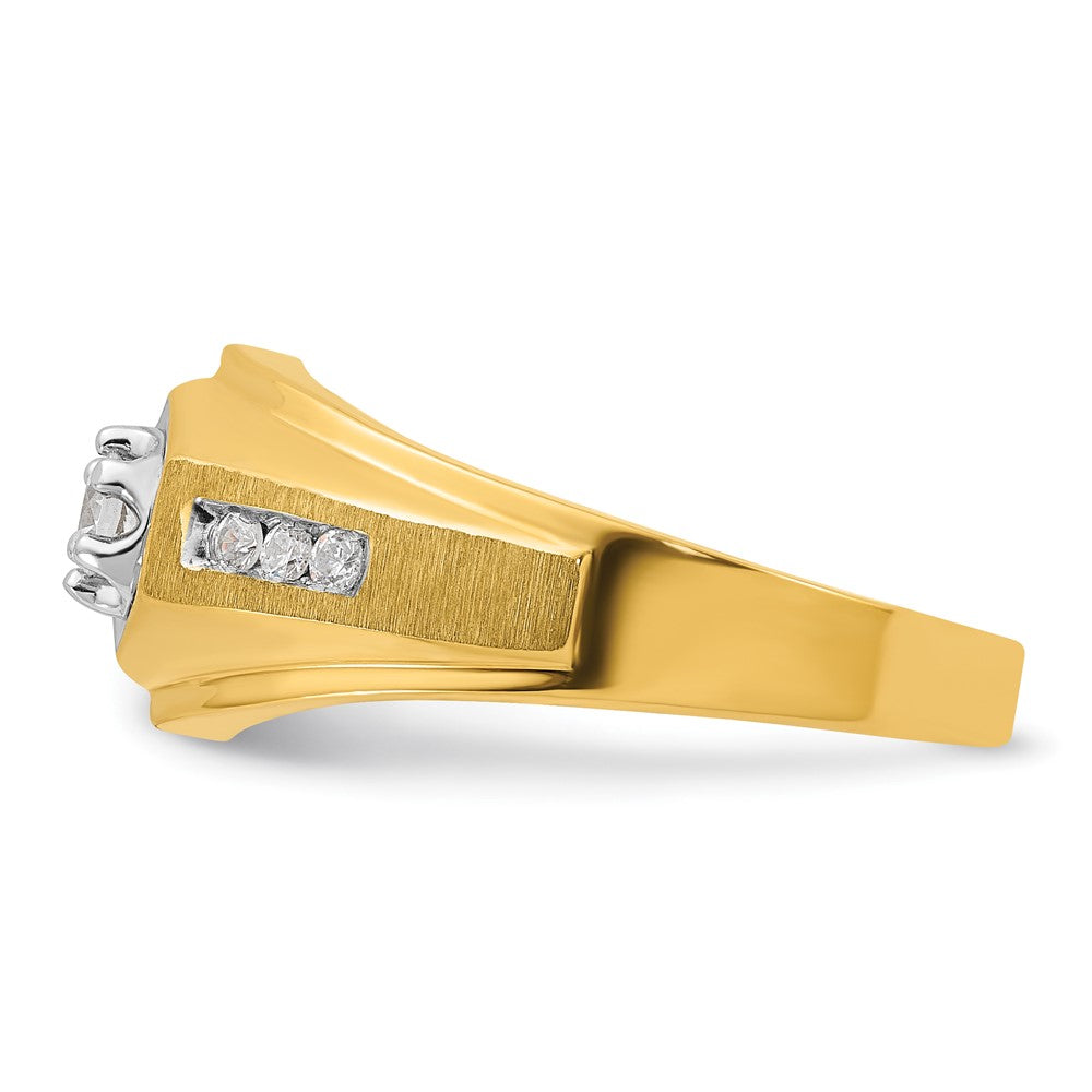 14k IBGoodman Men's Polished and Satin Diamond Complete Ring