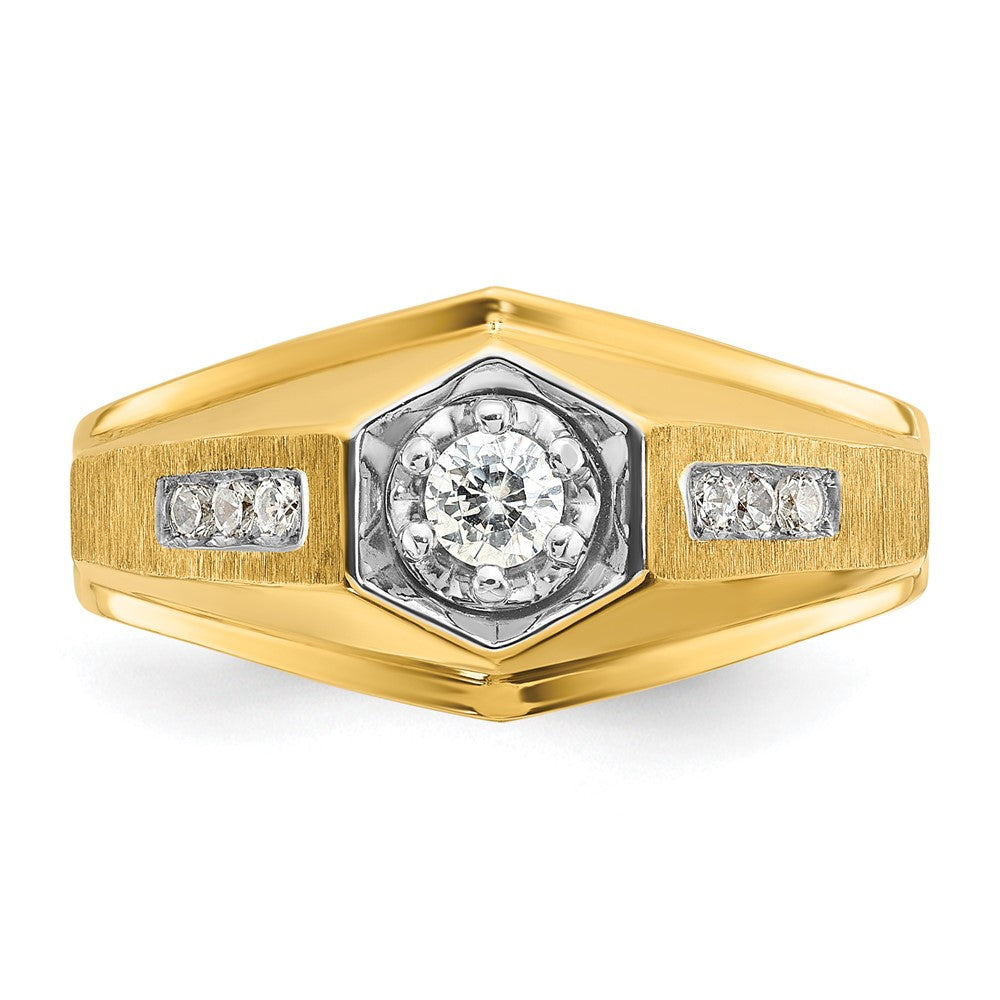 14k IBGoodman Men's Polished and Satin Diamond Complete Ring