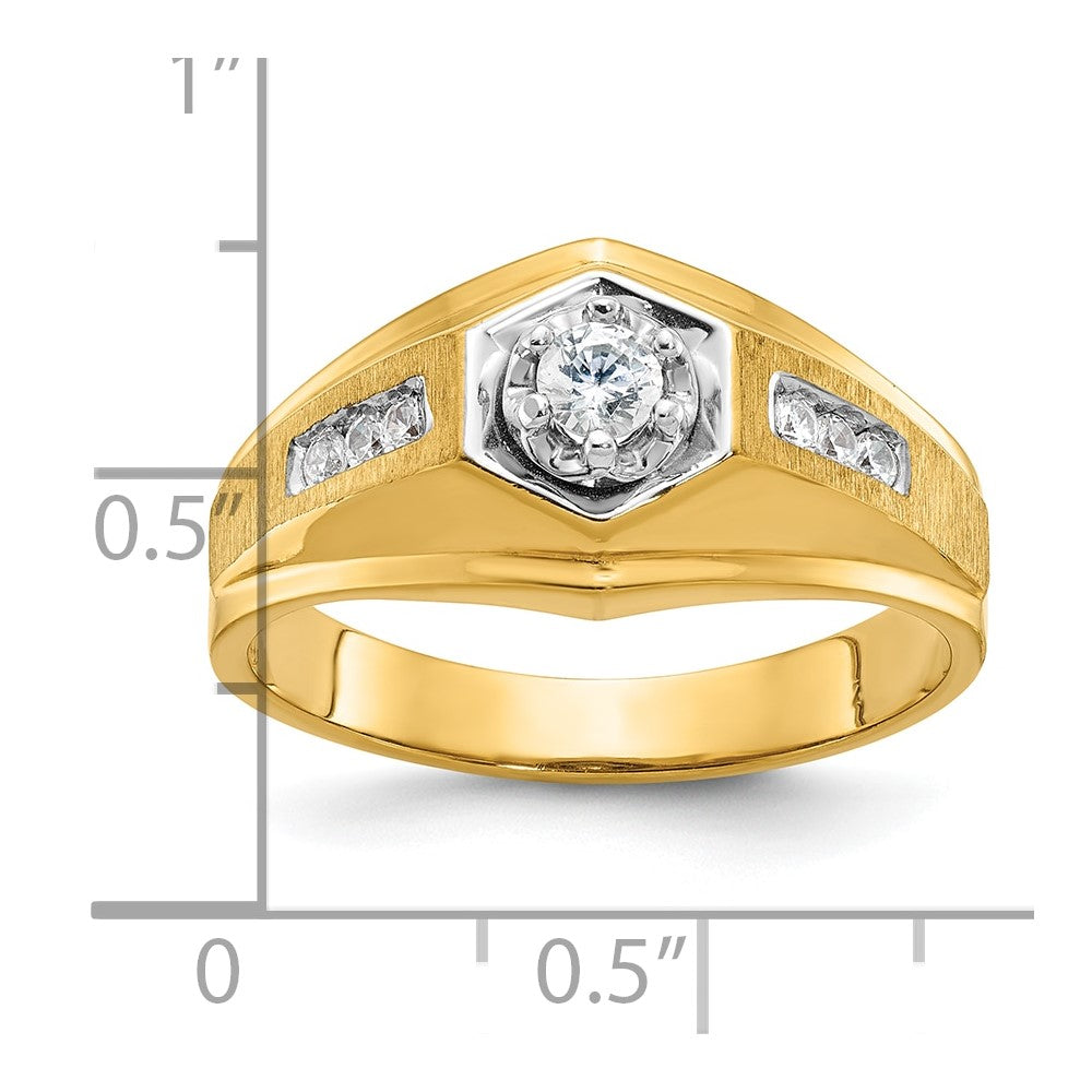 14k IBGoodman Men's Polished and Satin Diamond Complete Ring