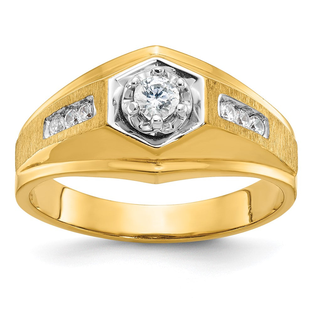 14k IBGoodman Men's Polished and Satin Diamond Complete Ring