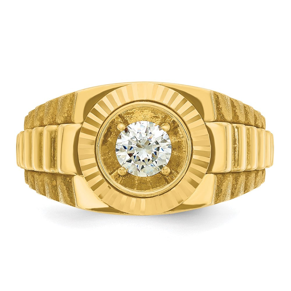 10k IBGoodman Men's Polished Satin and Textured Diamond Ring