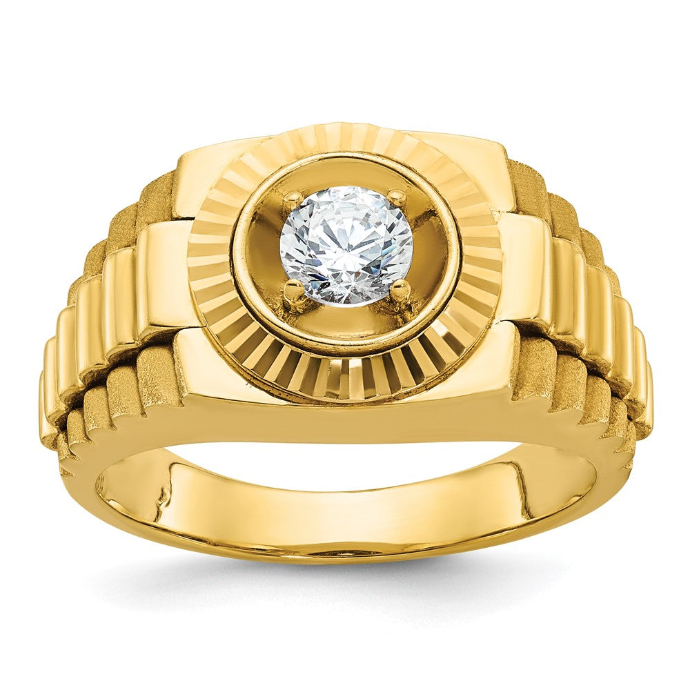 10k IBGoodman Men's Polished Satin and Textured Ring Mounting