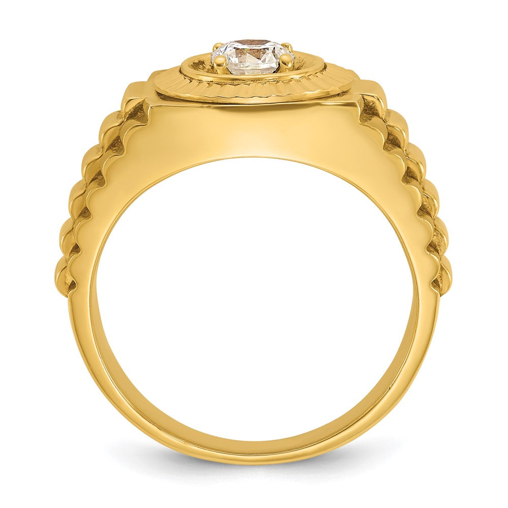 14k IBGoodman Men's Polished Satin and Textured Diamond Ring