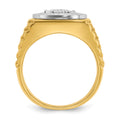 10k Two-tone IBGoodman Men's Polished Satin & Textured Diamond Ring