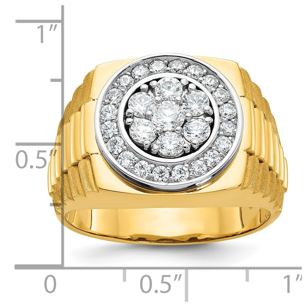 10k Two-tone IBGoodman Men's Polished Satin & Textured Diamond Ring