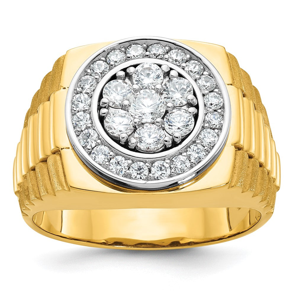 10k Two-tone IBGoodman Men's Polished Satin & Textured Ring Mounting