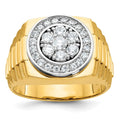 10k Two-tone IBGoodman Men's Polished Satin & Textured Ring Mounting