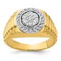 14ktt IBGoodman Men's Polished Satin & Ribbed Round Dia Cluster Ring