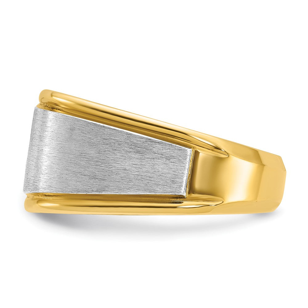 14k Two-tone IBGoodman Men's Polished and Satin Diamond Complete Ring