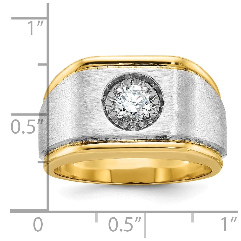 14k Two-tone IBGoodman Men's Polished and Satin Diamond Ring Mounting