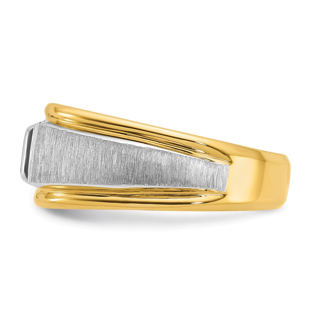14k Two-tone IBGoodman Men's Polished and Satin Diamond Ring Mounting