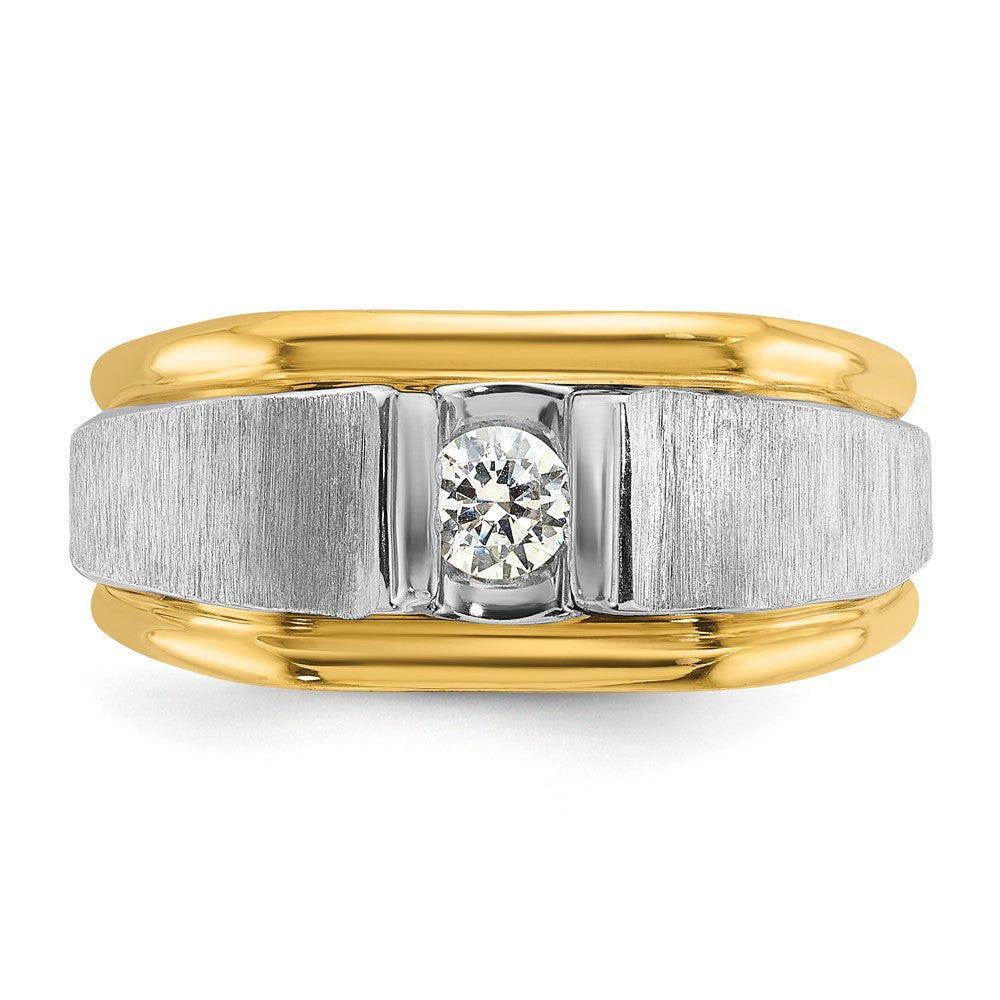 14k Two-tone IBGoodman Men's Polished and Satin Diamond Ring Mounting