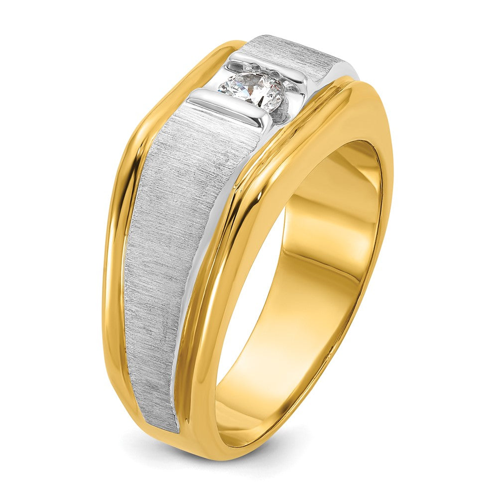 14k Two-tone IBGoodman Men's Polished and Satin Diamond Ring Mounting