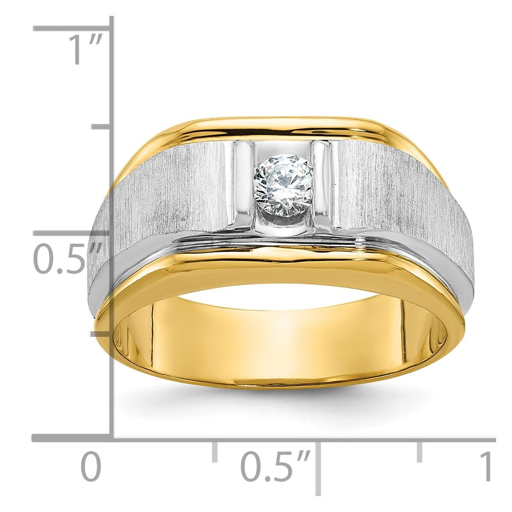 14k Two-tone IBGoodman Men's Polished and Satin Diamond Ring Mounting