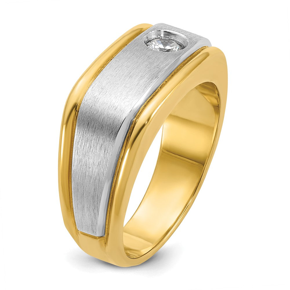 14k Two-tone IBGoodman Men's Polished and Satin Diamond Ring Mounting