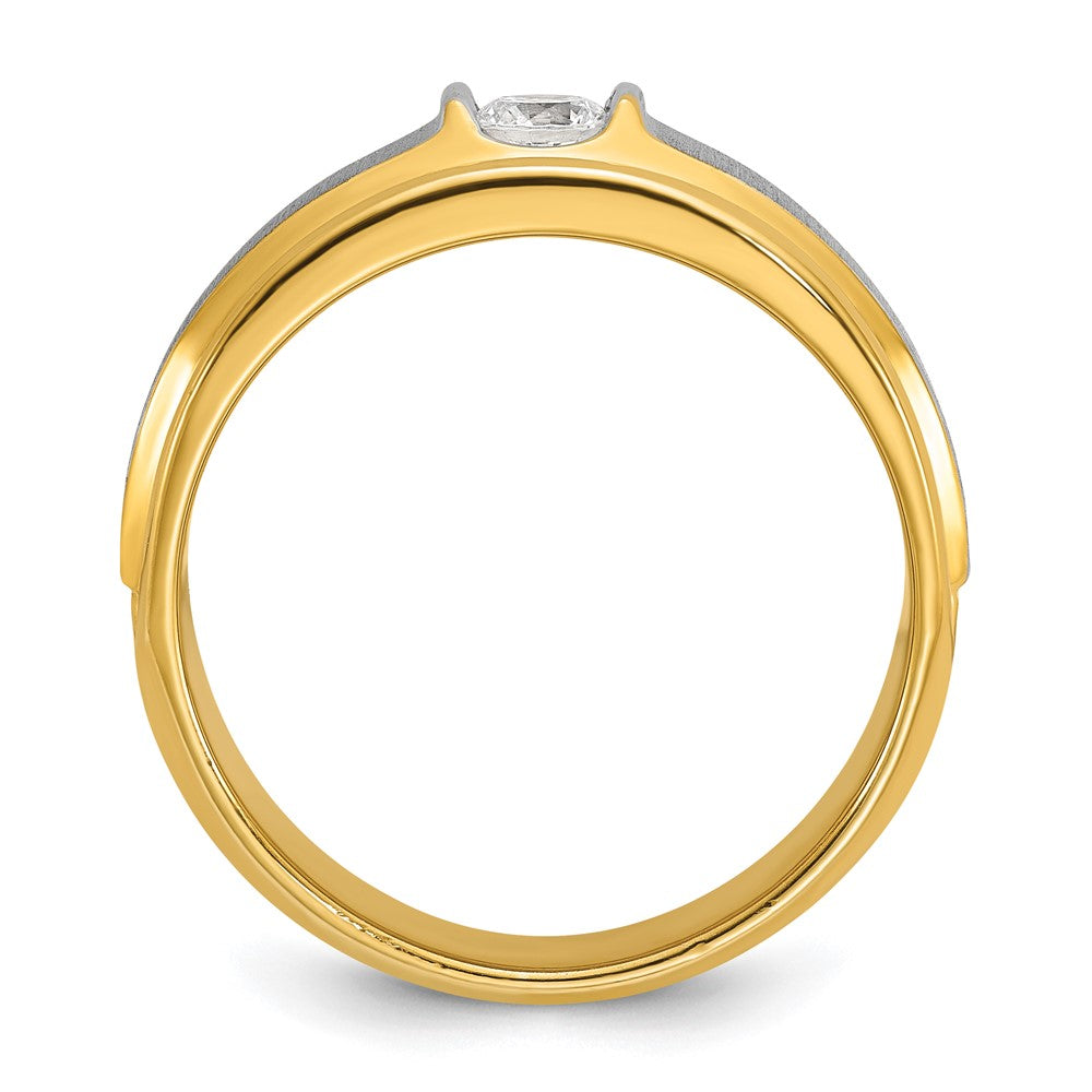 14k Two-tone IBGoodman Men's Polished and Satin Diamond Ring Mounting