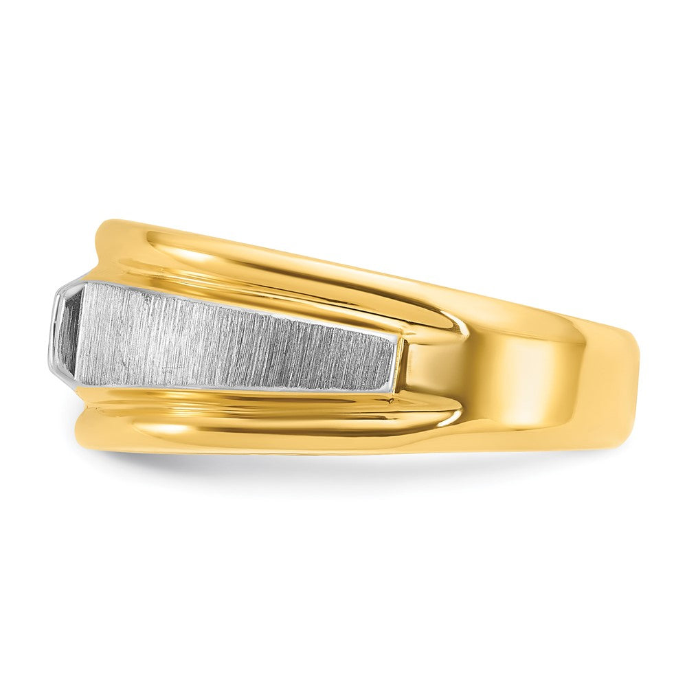14k Two-tone IBGoodman Men's Polished and Satin Diamond Ring Mounting