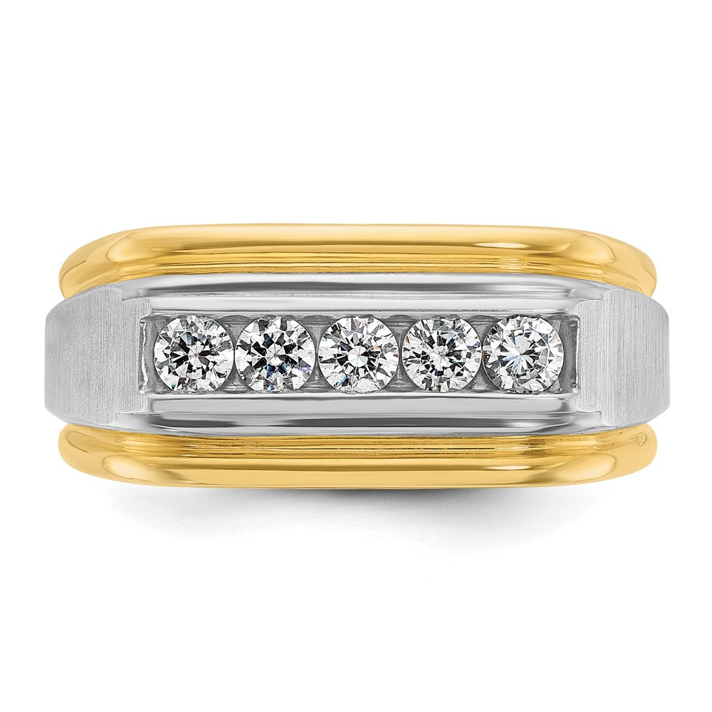 10k Two-tone IBGoodman Men's Polished & Satin 5-Stone Diamond Ring