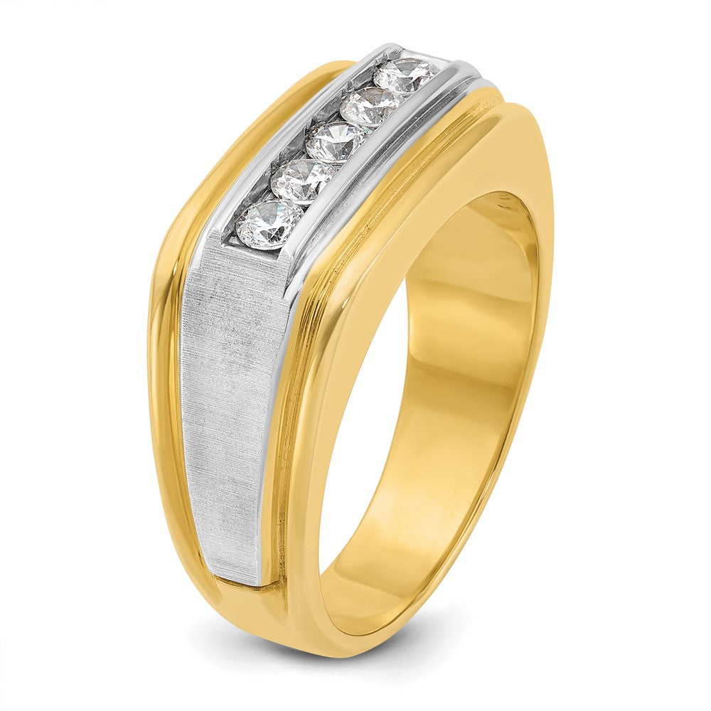 10k Two-tone IBGoodman Men's Polished & Satin 5-Stone Diamond Ring