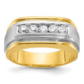 10k Two-tone IBGoodman Men's Polished & Satin 5-Stone Diamond Ring