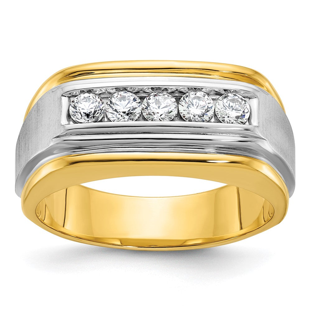 10k Two-tone IBGoodman Men's Polished & Satin 5-Stone Ring Mounting