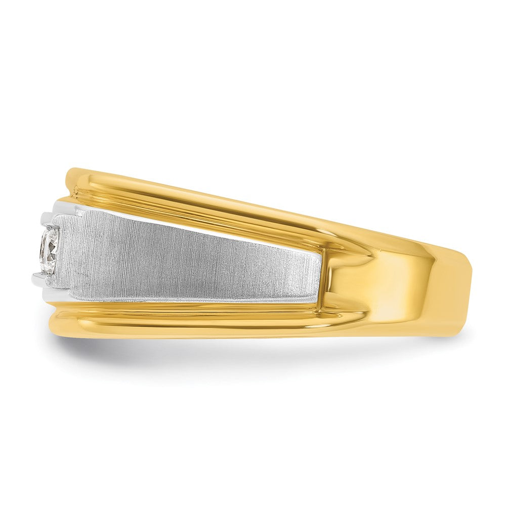 14k Two-tone IBGoodman Men's Polished & Satin 5-Stone Diamond Ring
