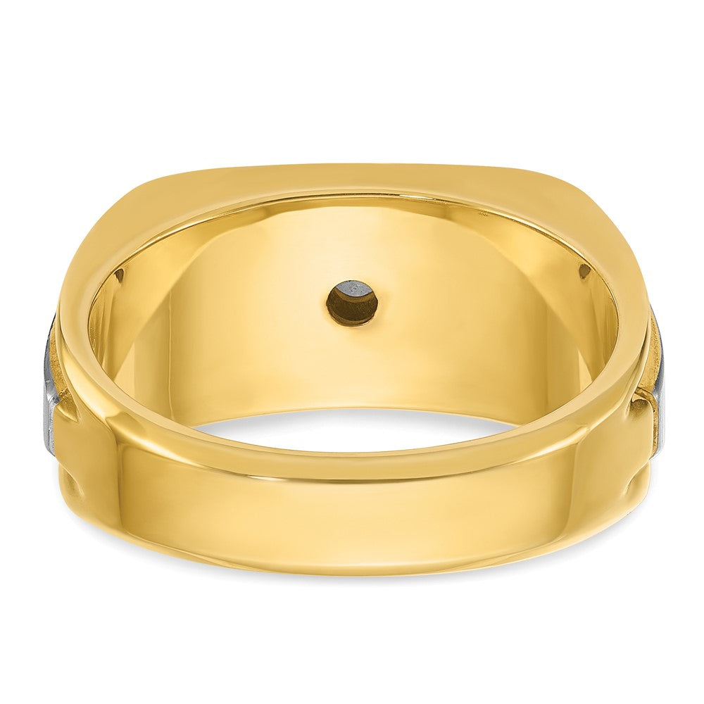 14k Two-tone IBGoodman Men's Polished & Satin 5-Stone Ring Mounting