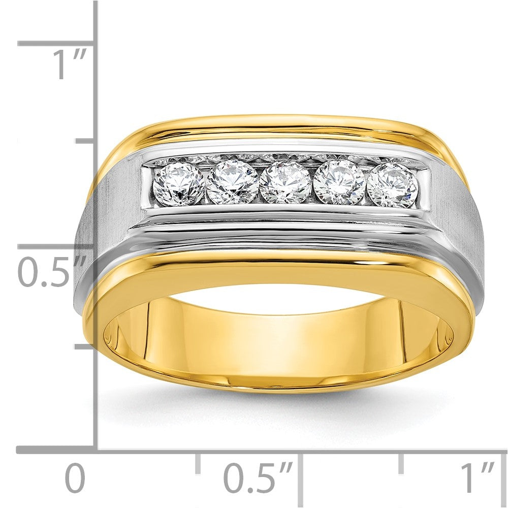 14k Two-tone IBGoodman Men's Polished & Satin 5-Stone Ring Mounting