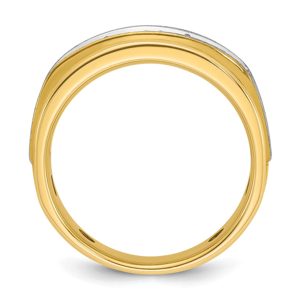 14k Two-tone IBGoodman Men's Polished & Satin 5-Stone Ring Mounting