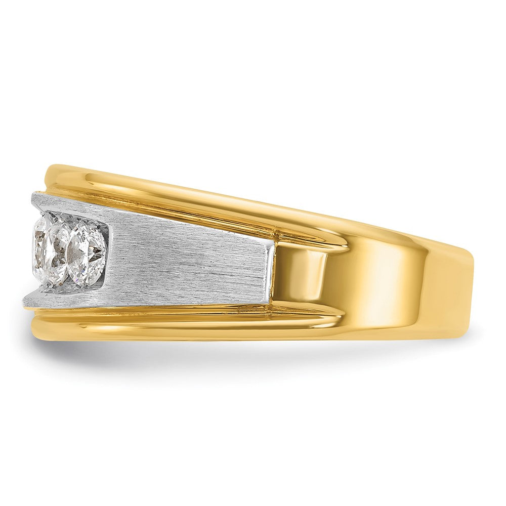 14k Two-tone IBGoodman Men's Polished & Satin 5-Stone Ring Mounting