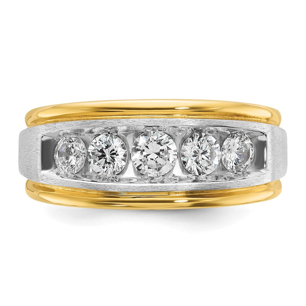 14k Two-tone IBGoodman Men's Polished & Satin 5-Stone Ring Mounting