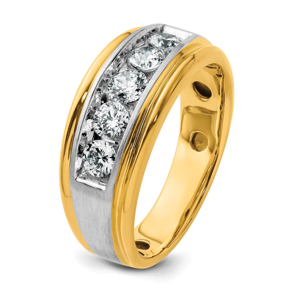 14k Two-tone IBGoodman Men's Polished & Satin 5-Stone Diamond Ring