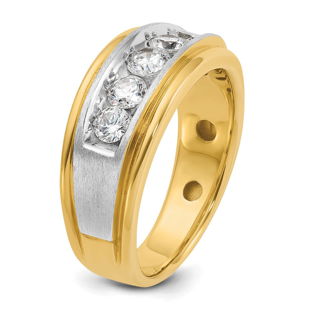 14k Two-tone IBGoodman Men's Polished & Satin 5-Stone Diamond Ring